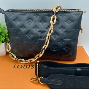 Louis Vuitton coussin pm black iridescent embossed shoulder bag microchip 🔥